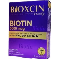 Bioxcin Beauty Biotin 5000 mcg ve ve Çinko Sülfat İçeren 30 Tablet