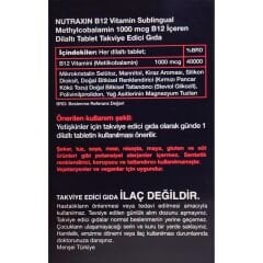 Nutraxin B12 Vitamin Methylcobalamin 60 Dilaltı Tablet