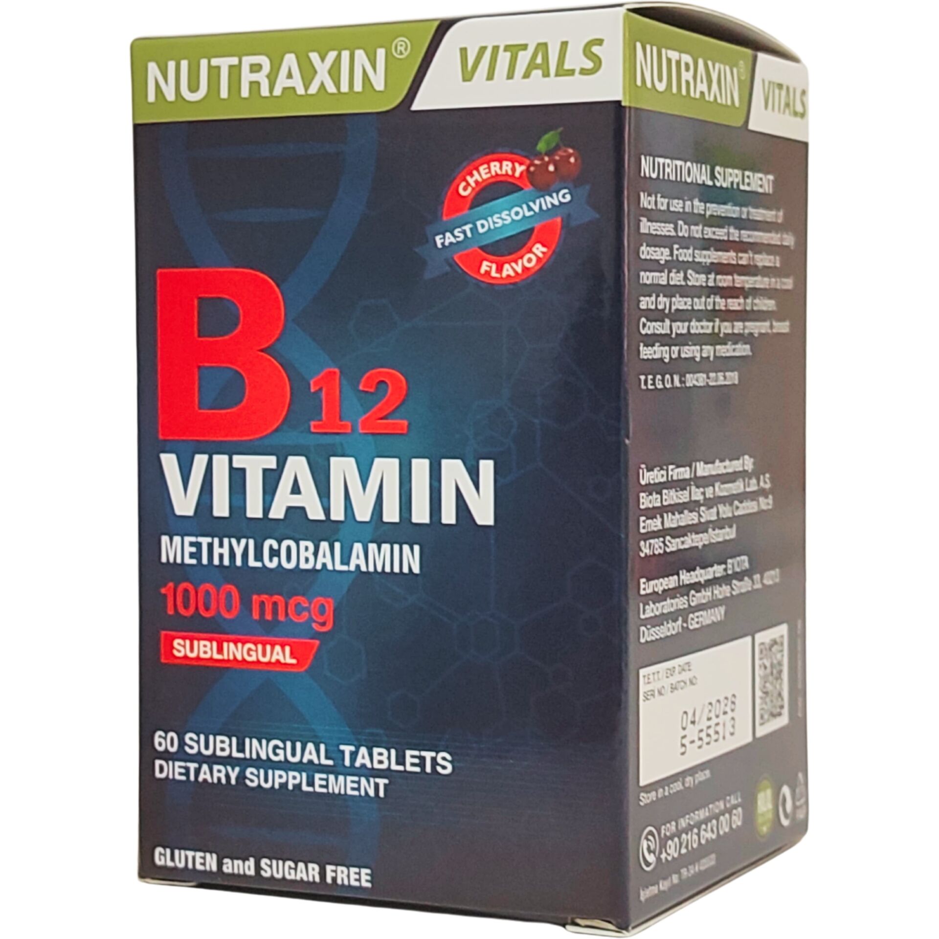 Nutraxin B12 Vitamin Methylcobalamin 60 Dilaltı Tablet