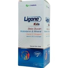 Ligone Kids Beta Glukan, Multivitamin, Multimineral, Vitamin C, Omega-3, Vitamin A, D3, E, B Complex İçeren 150 ml Takviye Edici Gıda