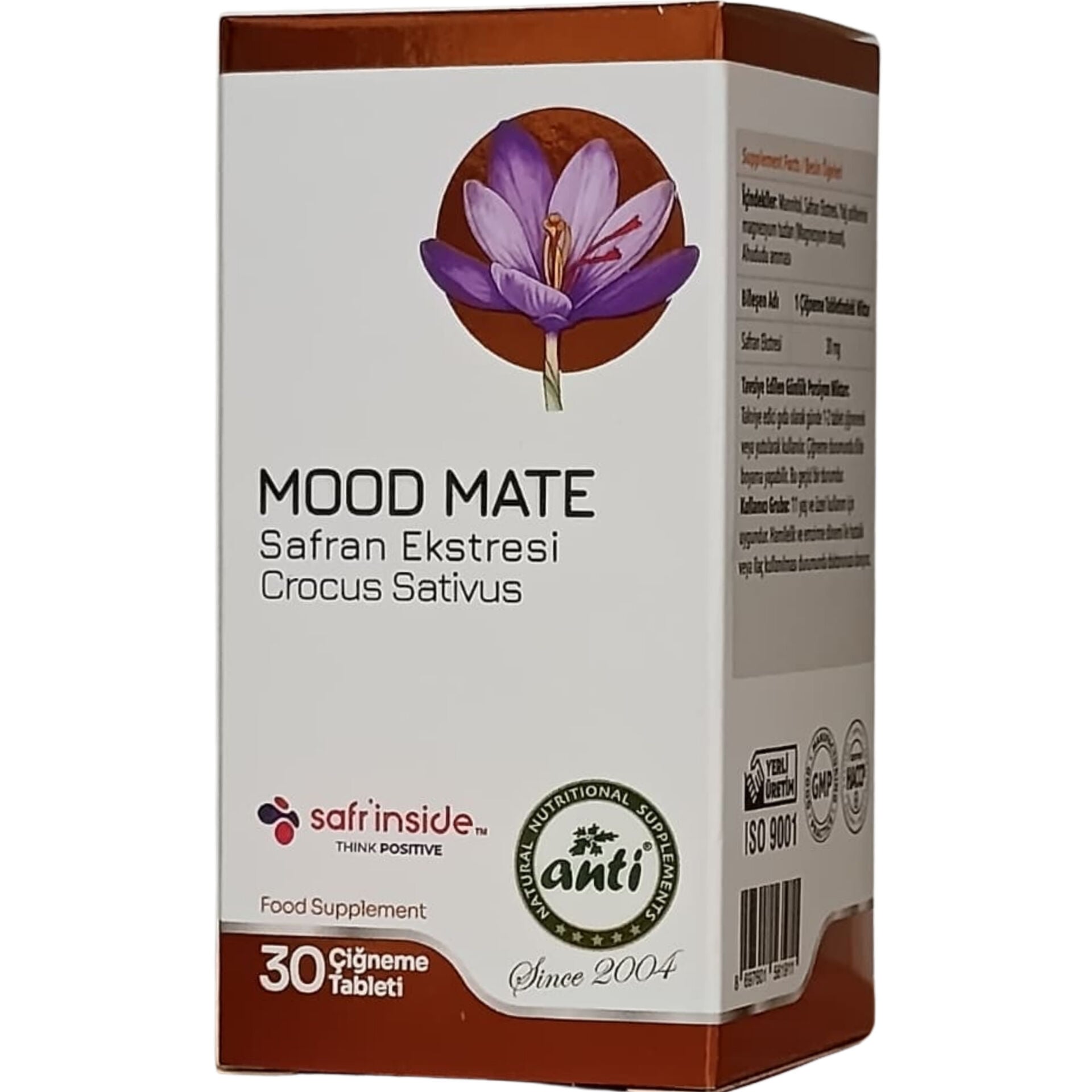 Mood Mate Safran Ekstresi İçeren Takviye Edici Gıda 30 mg 30 Çiğneme Tableti