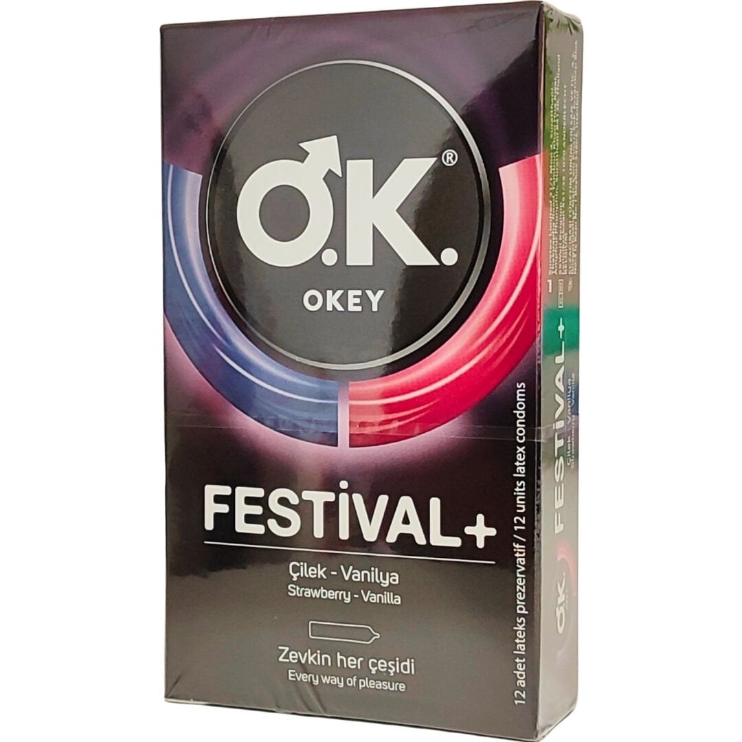 Okey Festival Çilek-Vanilya Prezervatif 12'li