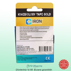 Iron Kinesiology Tape Gold Bandaj Mavi 5 cm x 5 metre
