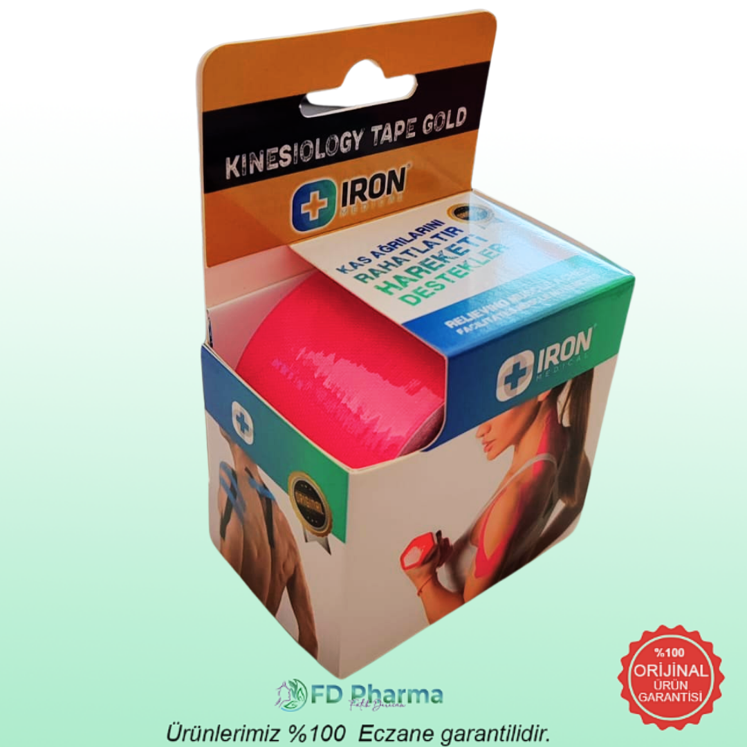 Iron Kinesiology Tape Gold Bandaj Pembe 5 cm x 5 metre
