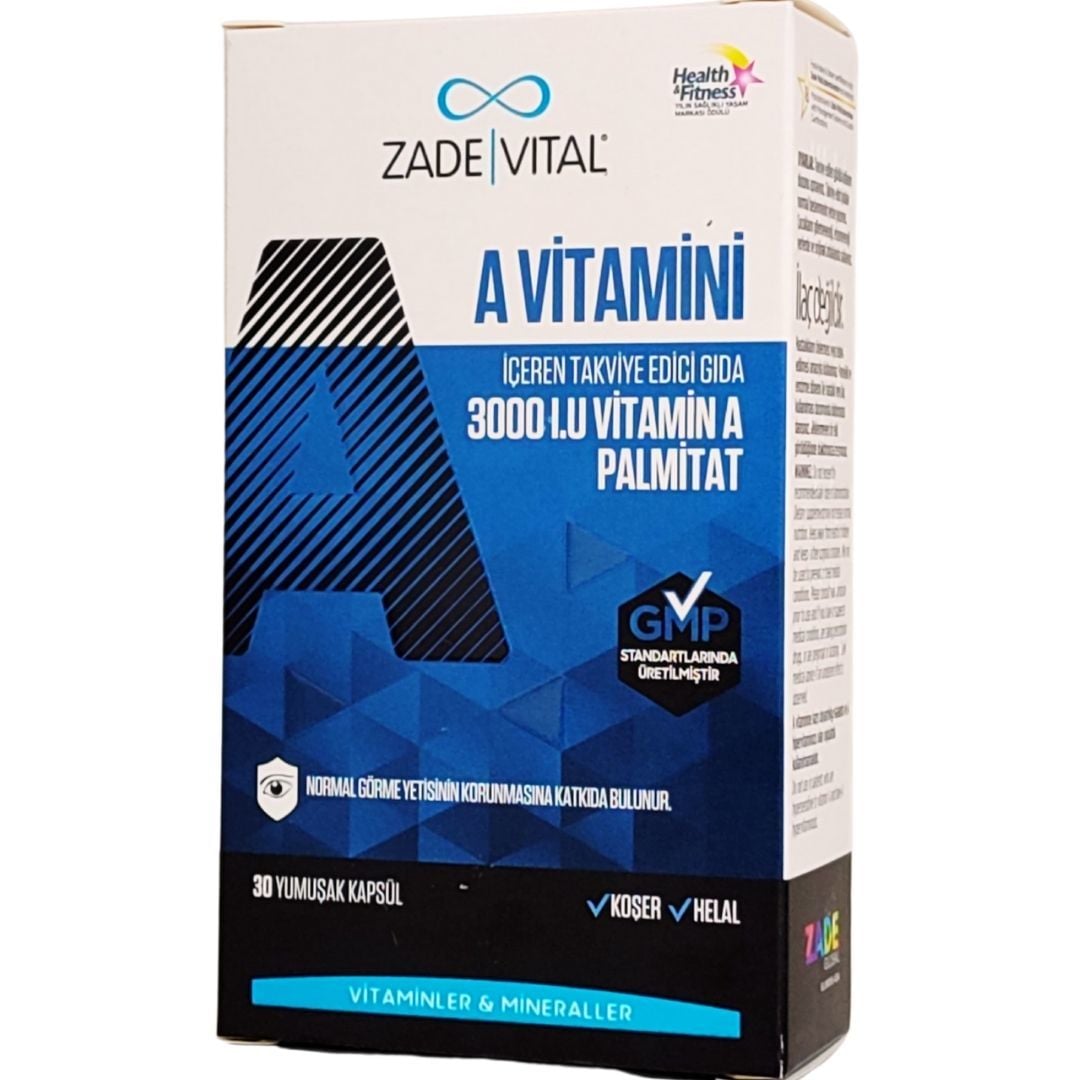 Zade Vital A Vitamini  900mcg  3000 I.U 30 Yumuşak Kapsül