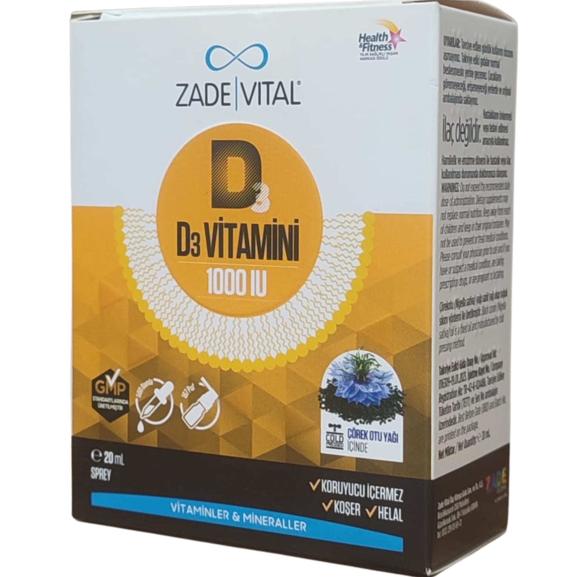 Zade Vital D3 Vitamini 1000 IU Sprey 20 ml