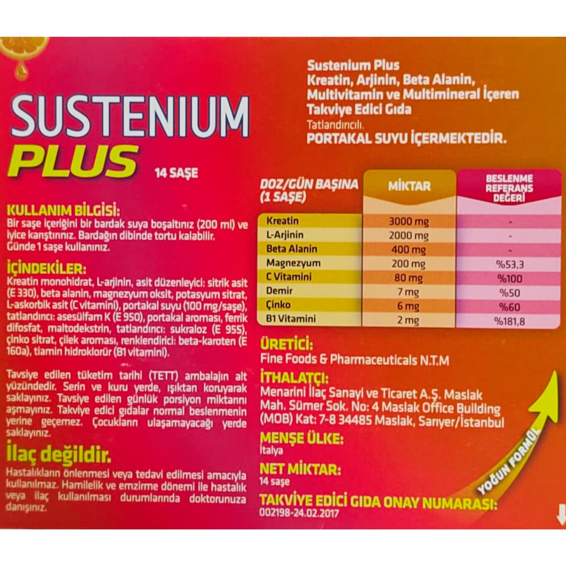 Sustenium Vb Sustenium Plus 14 Saşe Fiyatı Kullanımı Yorumları Satın Al | Diricanpazar