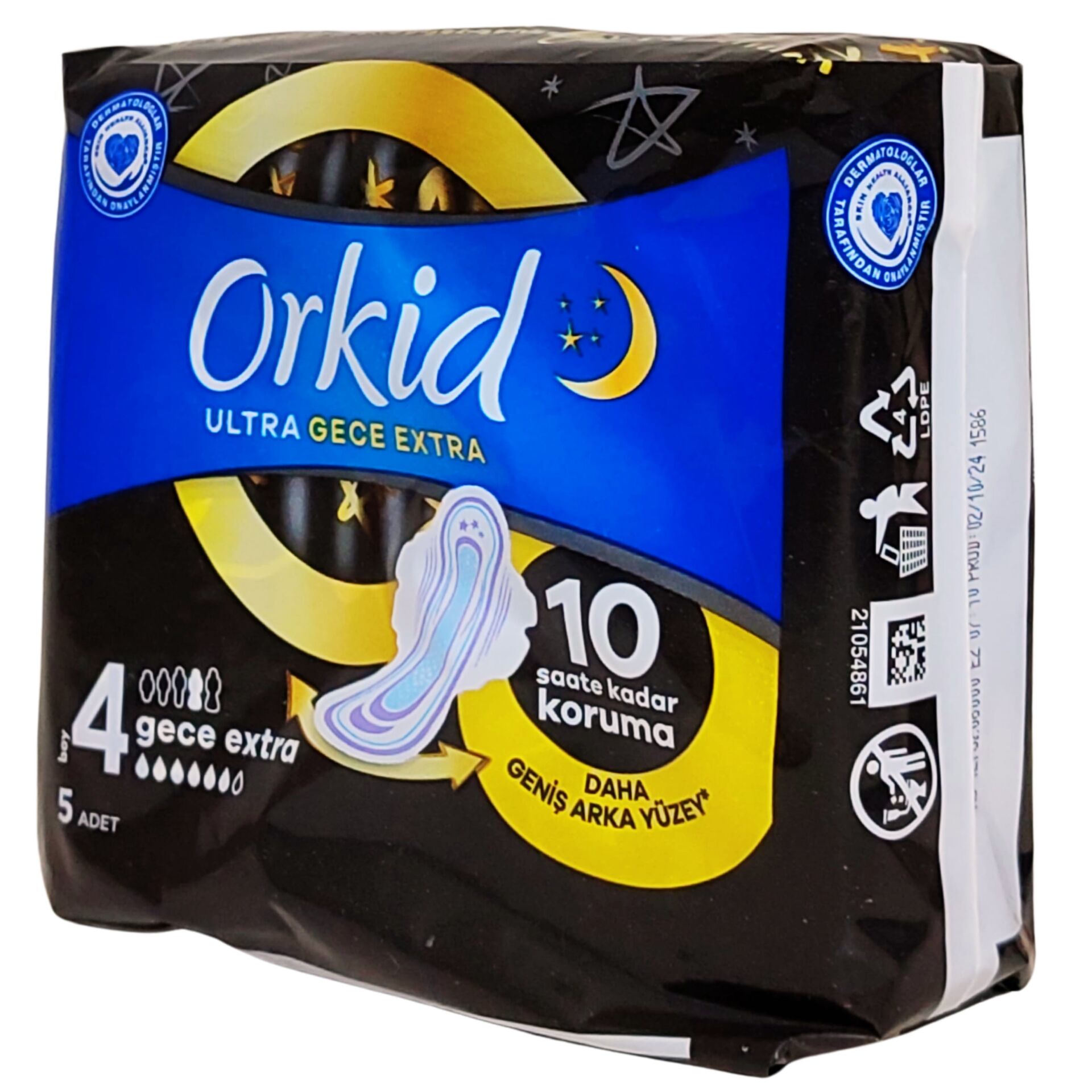 Orkid Ultra Gece Extra (Boy 4) Kanatlı Hijyenik Ped 5 Adet