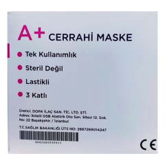 A+ Cerrahi Maske Non Steril 50 adet - 10 lu Paketlerde ÜTS Kayıtlı