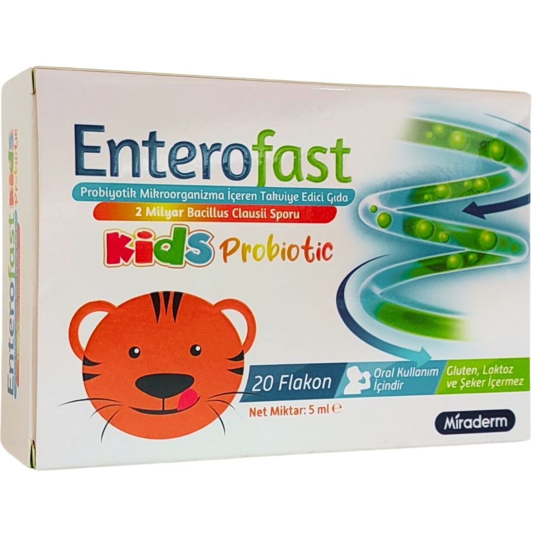 Miraderm Enterofast Kids Probiotic Takviye Edici Gıda 20 Flakon