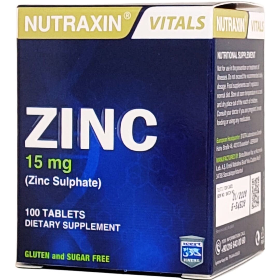 Nutraxin Zinc 15 mg Çinko Sülfat 100 Tablet