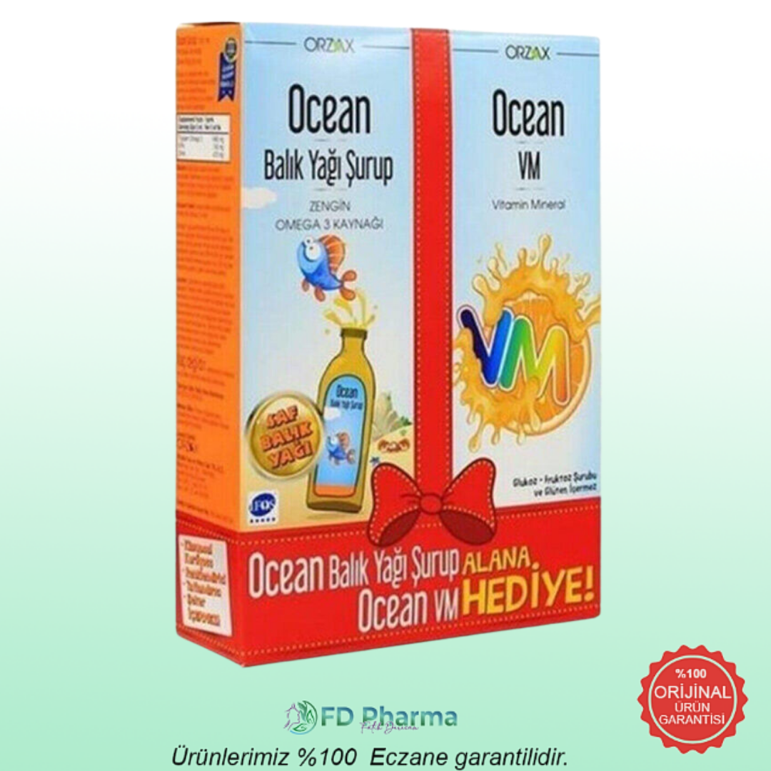 Orzax Ocean Balık Yağı 150 ml Şurup + VM Portakal Aromalı 150 ml Şurup