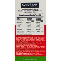 Sorvagen Double  Sitikolin DHA Omega 3 ve Vitamin B12 30 Yumuşak Kapsül