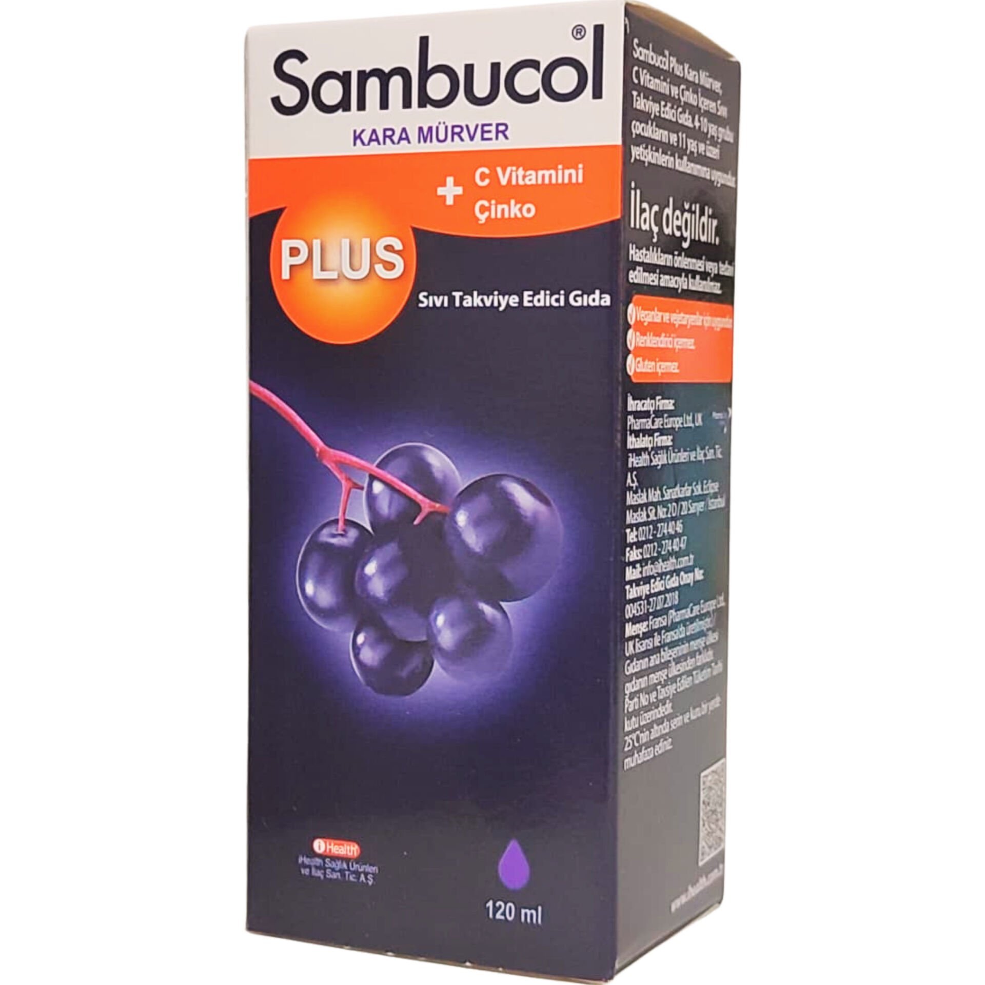Sambucol Plus Kara Mürver Özütü C Vitamini Çinko Şurup 120 ml