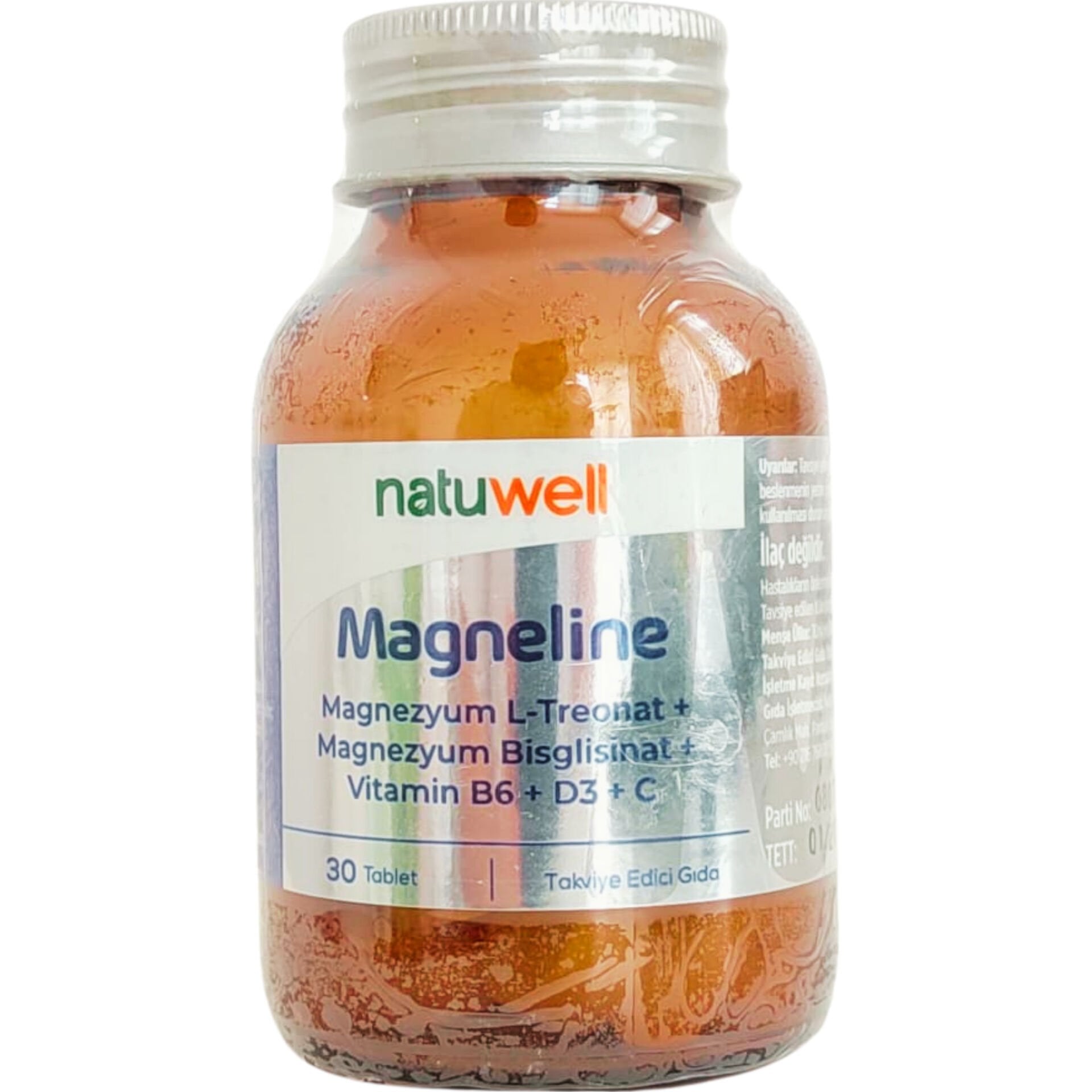 Natuwell Magneline Magnezyum L-Treonat+Bisglisinat+B6+D3+C 30 tablet