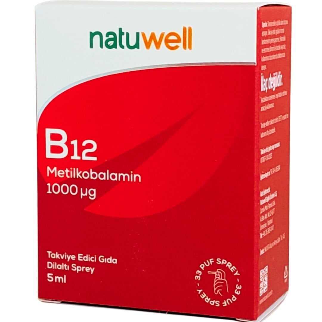 Natuwell B12 1000 ug Takviye Edici Gıda Dilaltı Sprey 5 ml - 33 puf