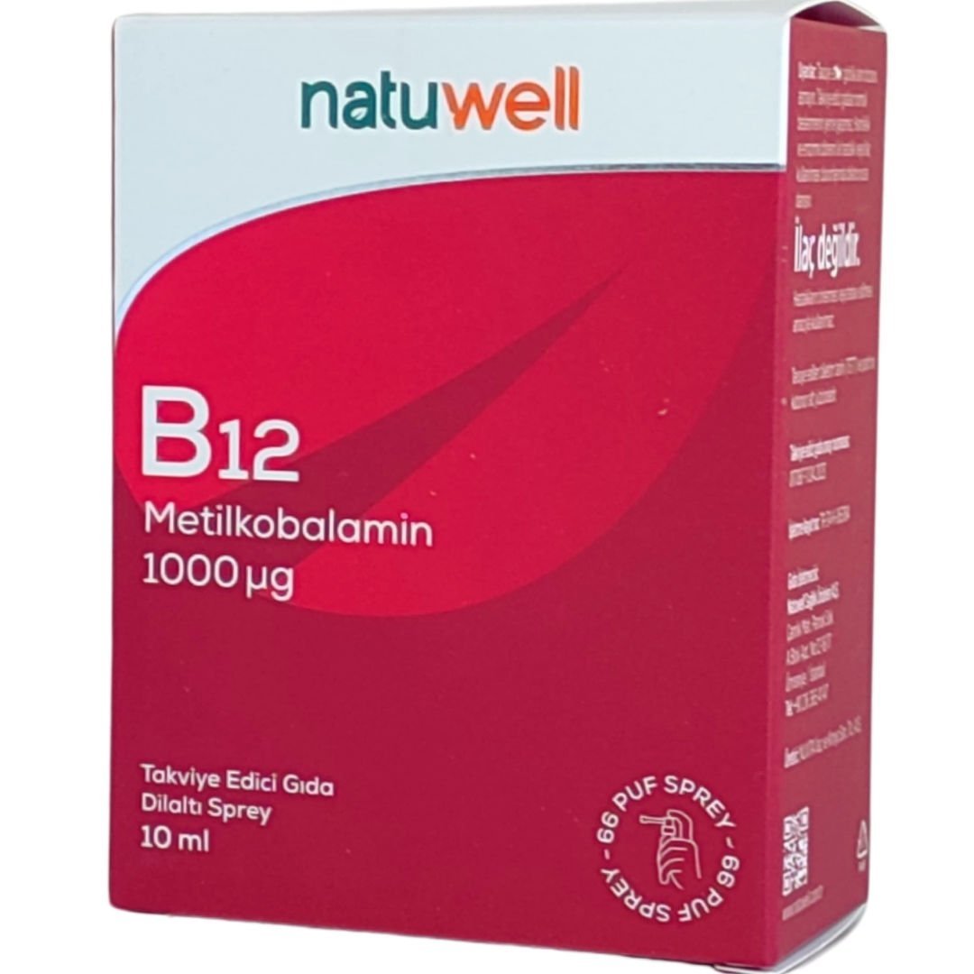 Natuwell B12 1000 ug Takviye Edici Gıda Dilaltı Sprey 10 ml - 66 Puf
