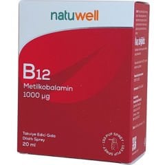 Natuwell B12 Metilkobalamin 1000 Ug İçeren Dilaltı Sprey Takviye Edici Gıda 20 ml - 133 Puf