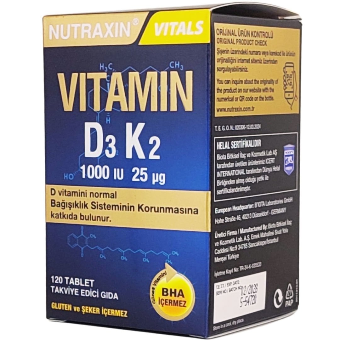 Nutraxin Vitamin D3K2 1000 IU 120 Tablet
