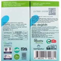 Voonka Vitamin D3+K2 Damla 25 ml Organik Zeytinyağlı 800 Damla