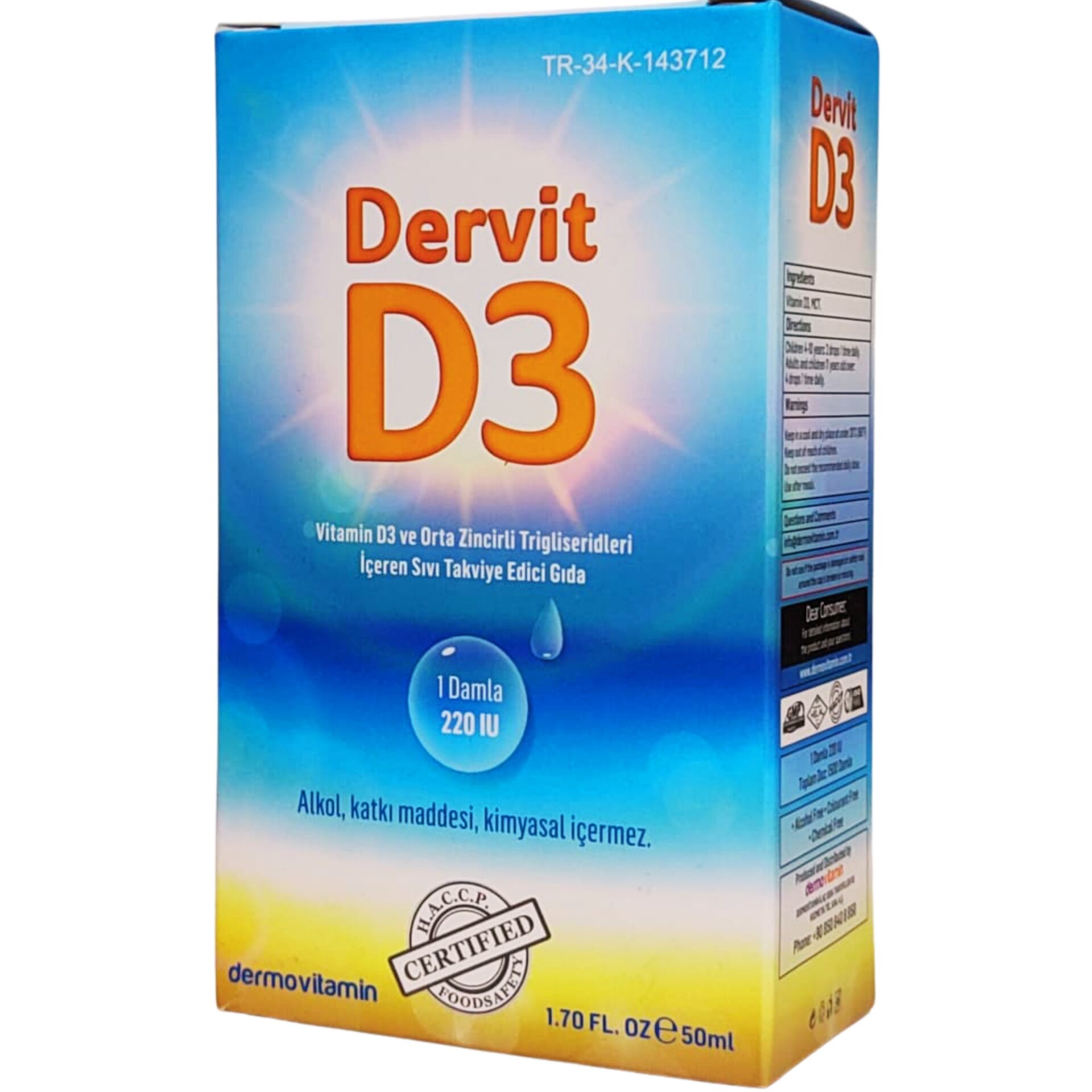 Dermovitamin Dervit D3 Damla 50 ml
