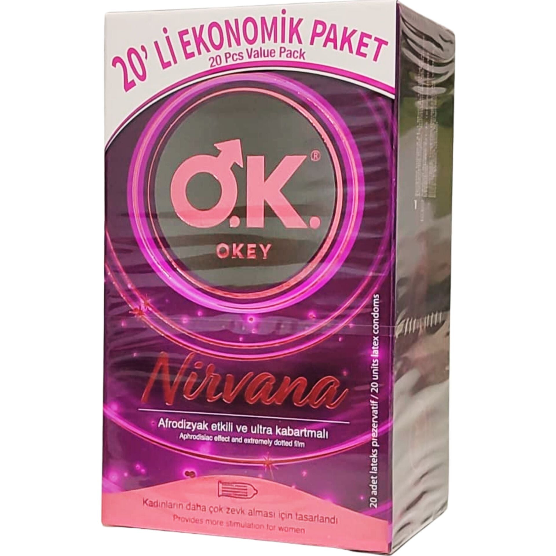 OKEY Nirvana Ultra Kabartmalı Prezervatif 20’li Ekonomik Paket