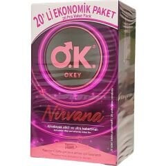 OKEY Nirvana Ultra Kabartmalı Prezervatif 20’li Ekonomik Paket