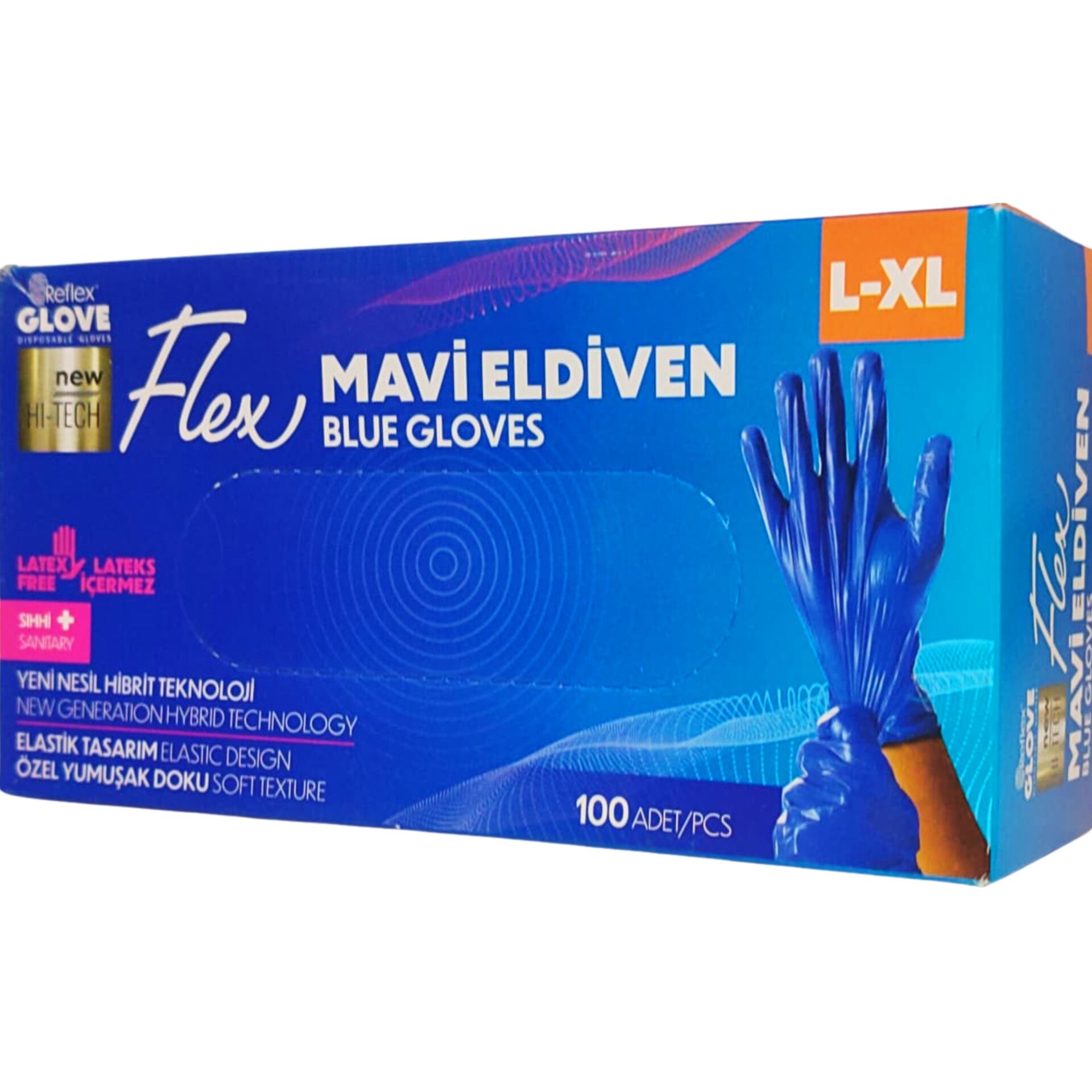 Reflex Flex Yeni Nesil Hibrit Mavi Eldiven Large & xLarge 100'lü