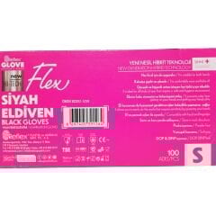 Reflex Flex Yeni Nesil Hibrit Siyah Pudrasız Eldiven Small 100'lü