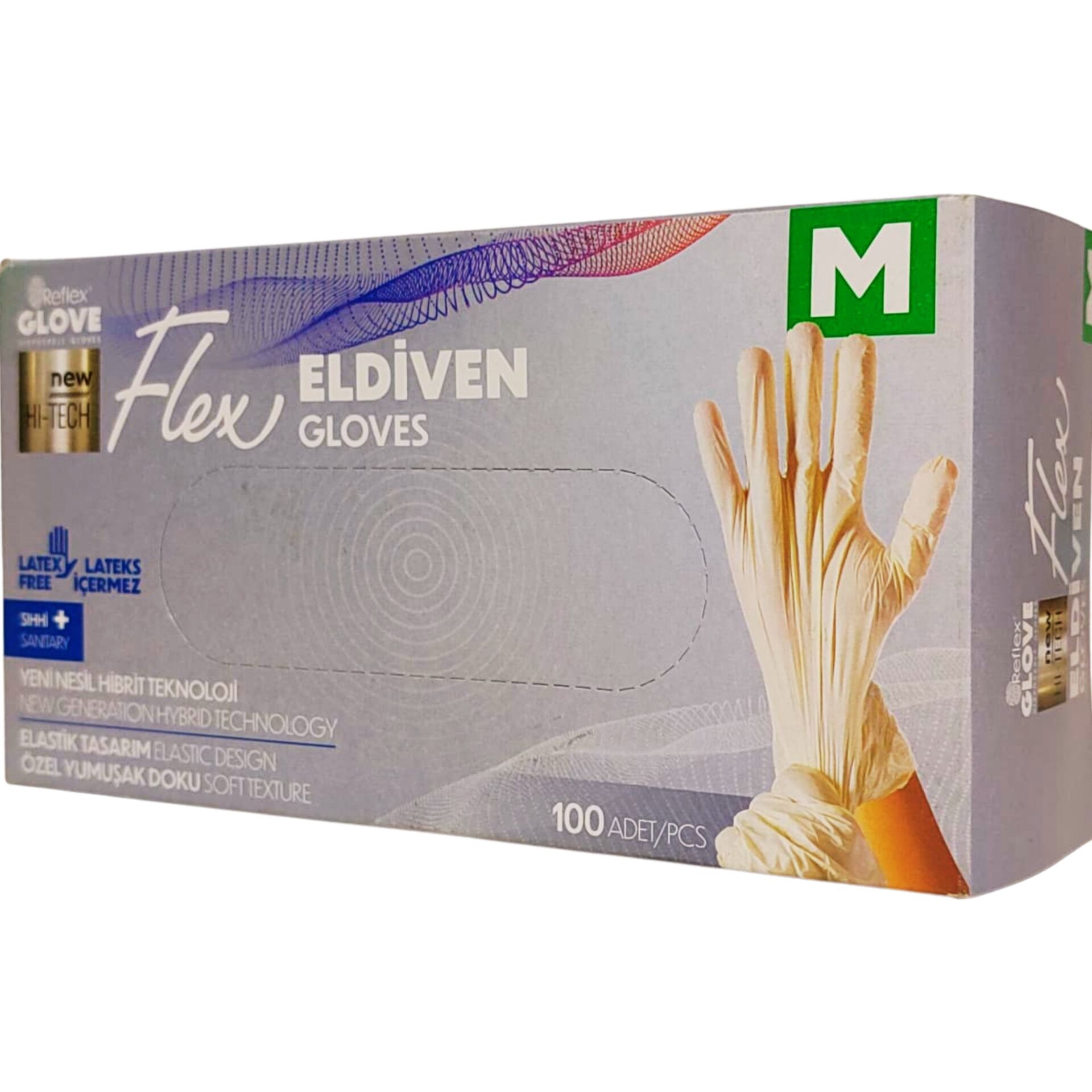 Reflex Flex Yeni Nesil Hibrit Beyaz Eldiven Medium 100'lü