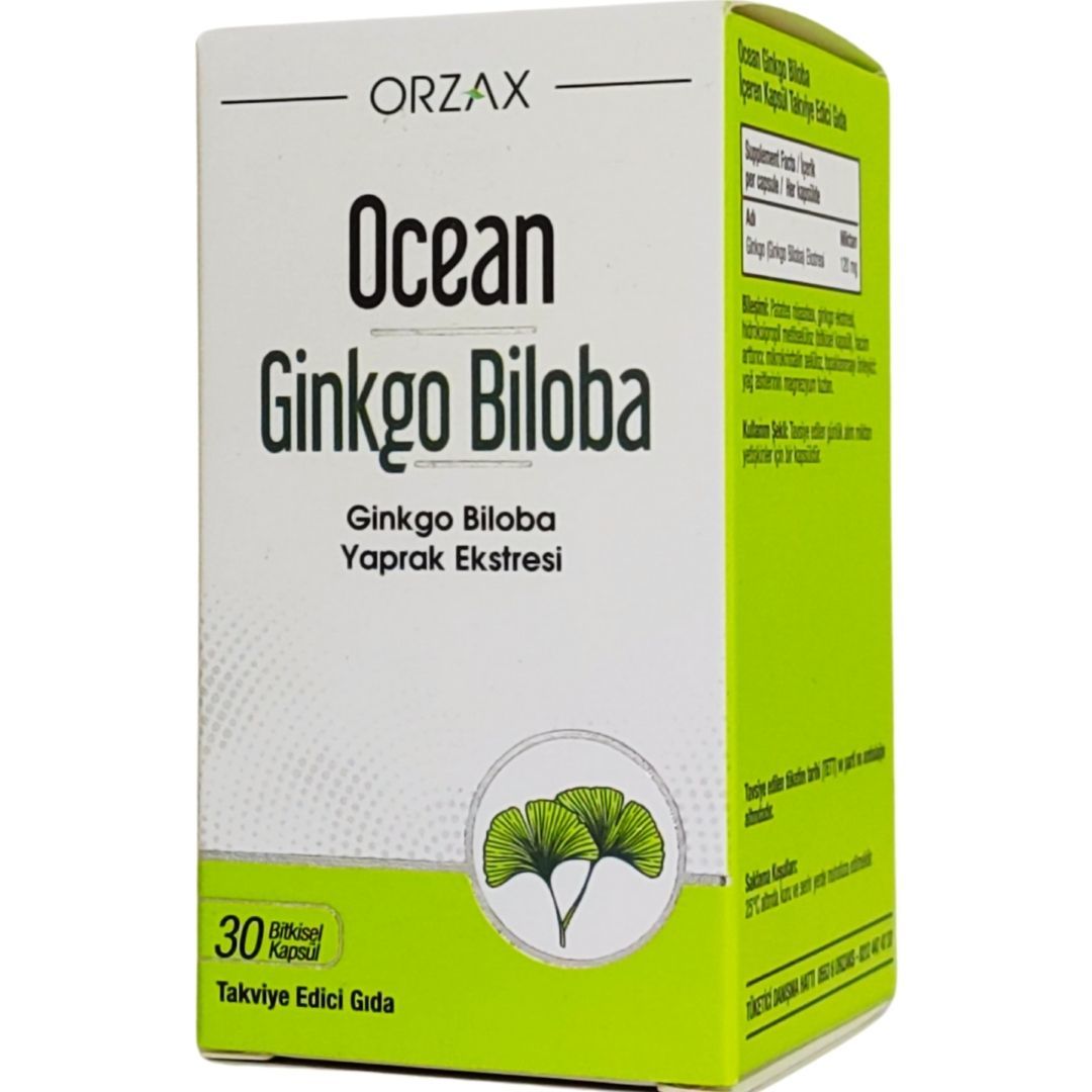 Orzax Ocean Ginkgo Biloba Takviye Edici Gıda 30 Bitkisel Kapsül