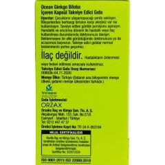 Orzax Ocean Ginkgo Biloba Takviye Edici Gıda 30 Bitkisel Kapsül