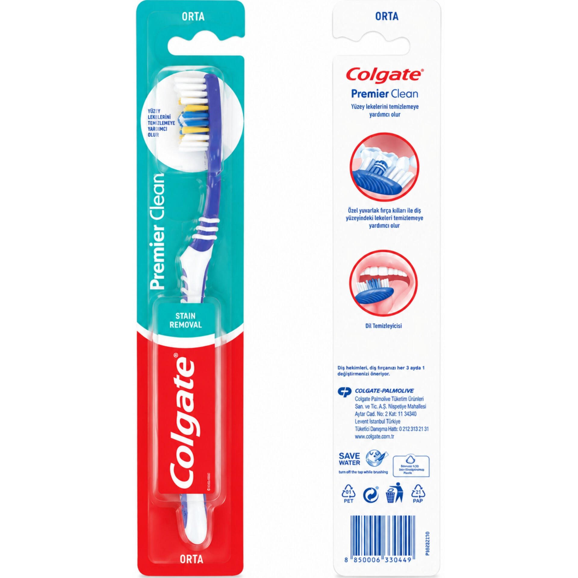 Colgate Premier Clean Diş Fırçası Orta