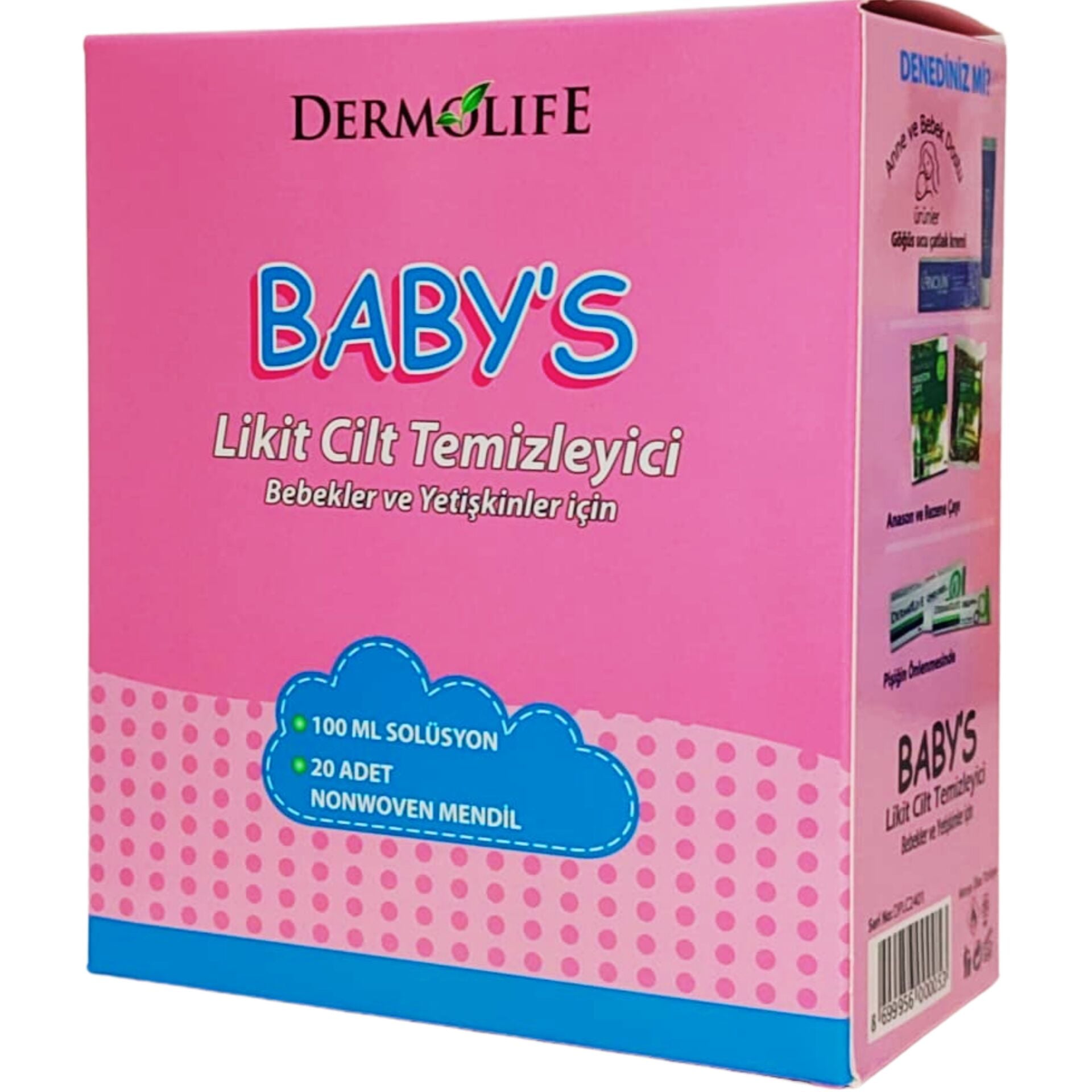 Dermolife Baby’s Likit Cilt Temizleyici 100 ml + 20 Adet Nonwoven Mendil