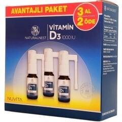 Naturalnest Vitamin D3 1000 IU Sprey 3'lü 10 ml - 3 Al 2 Öde