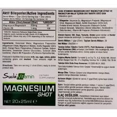 Suda Vitamin Magnesium Shot Portakal Aromalı 20'li 25 ml