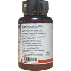 Simple Nutritions Lysine (LİZİN) 500 Mg 90 Tablet