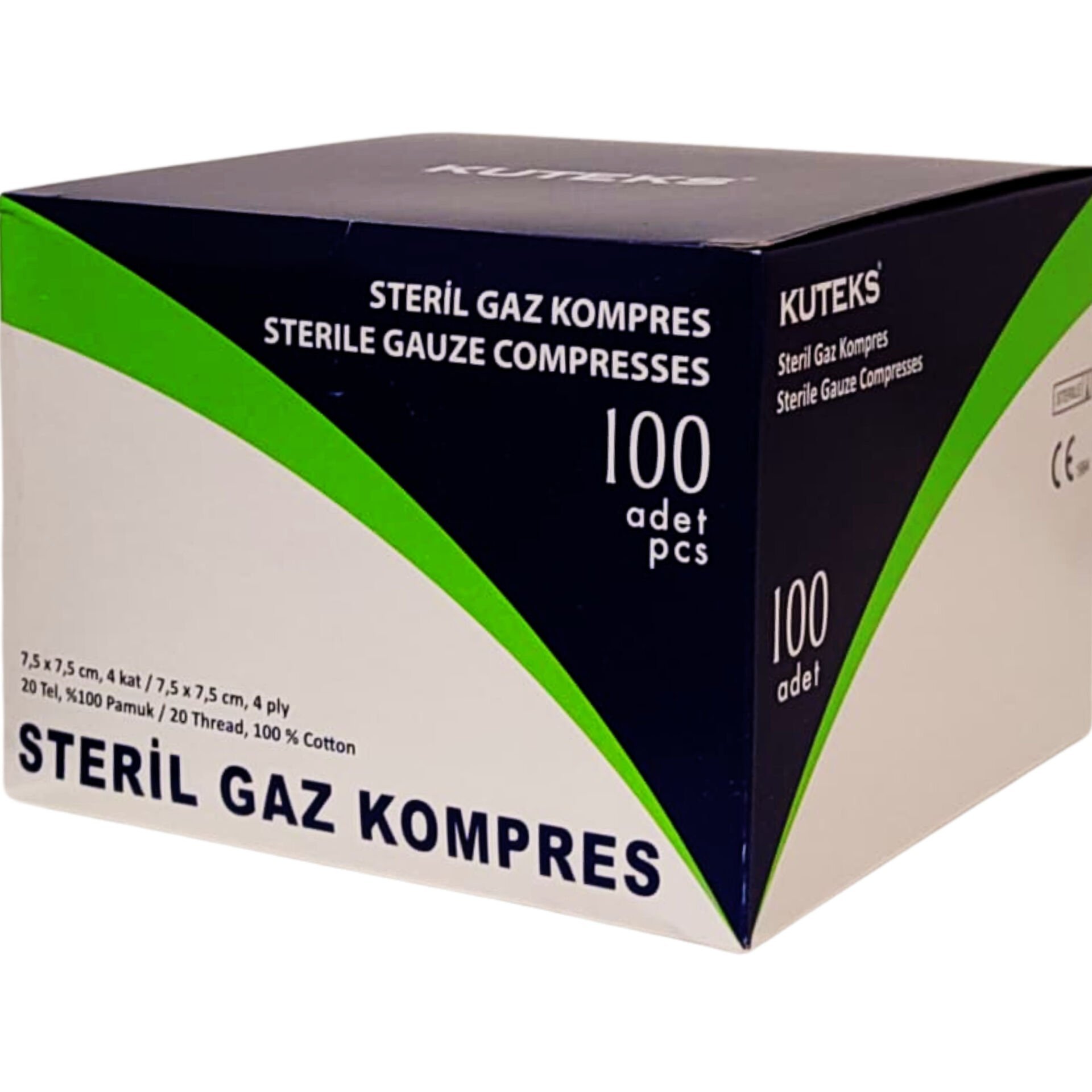 Kuteks Steril Gaz Kompres 7,5 x 7,5 (4x25) 100'lü