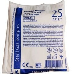 Kuteks Steril Gaz Kompres 7,5 x 7,5   25'li
