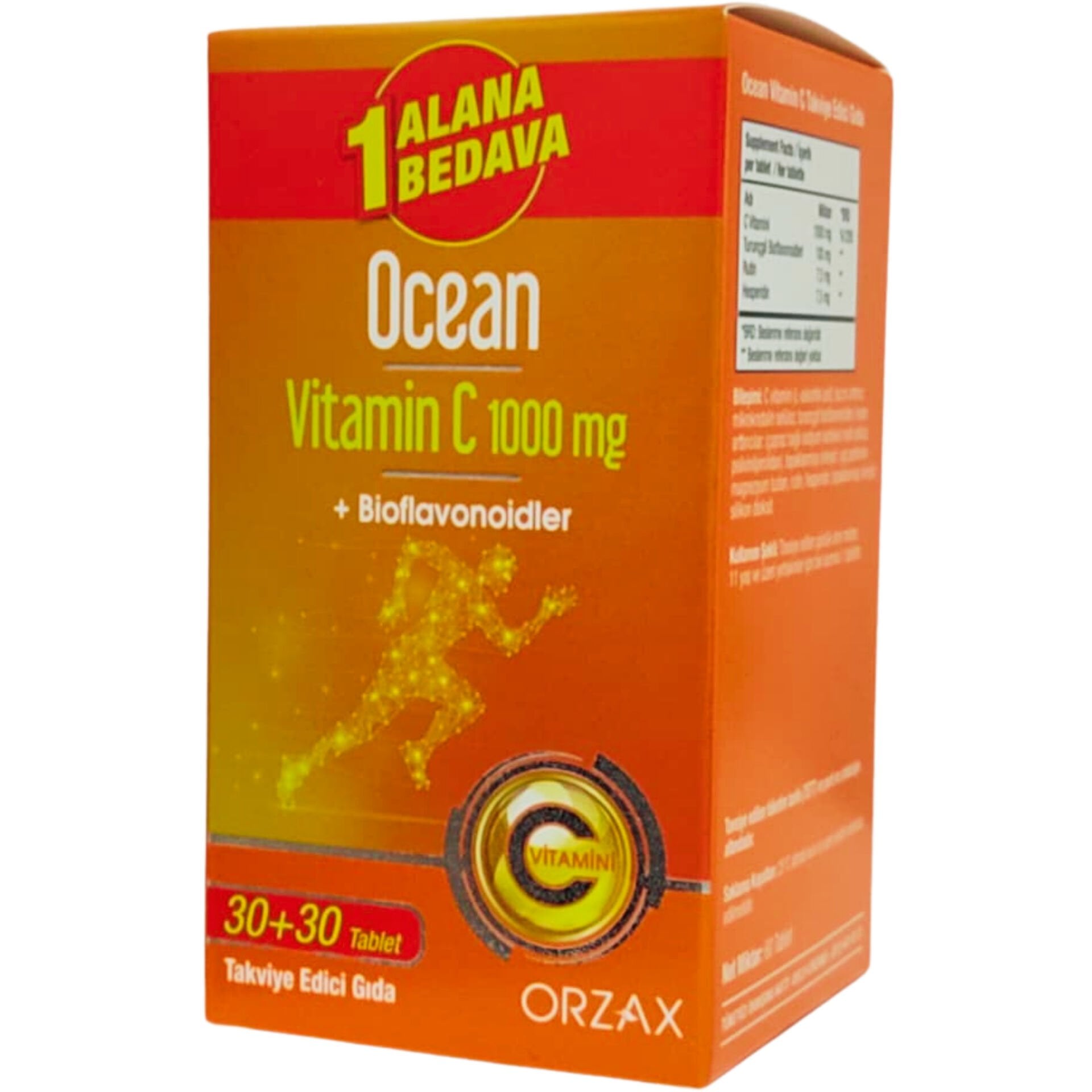 Ocean Vitamin C 1000 mg + Bioflavonoidler 60 Tablet – 30+30 Kampanyalı Paket