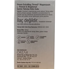 Ocean ExtraMag ThreoG 60 Tablet – Magnezyum L-Treonat, Bisglisinat, Vitamin B6 ve D3 İçeren Takviye Edici Gıda