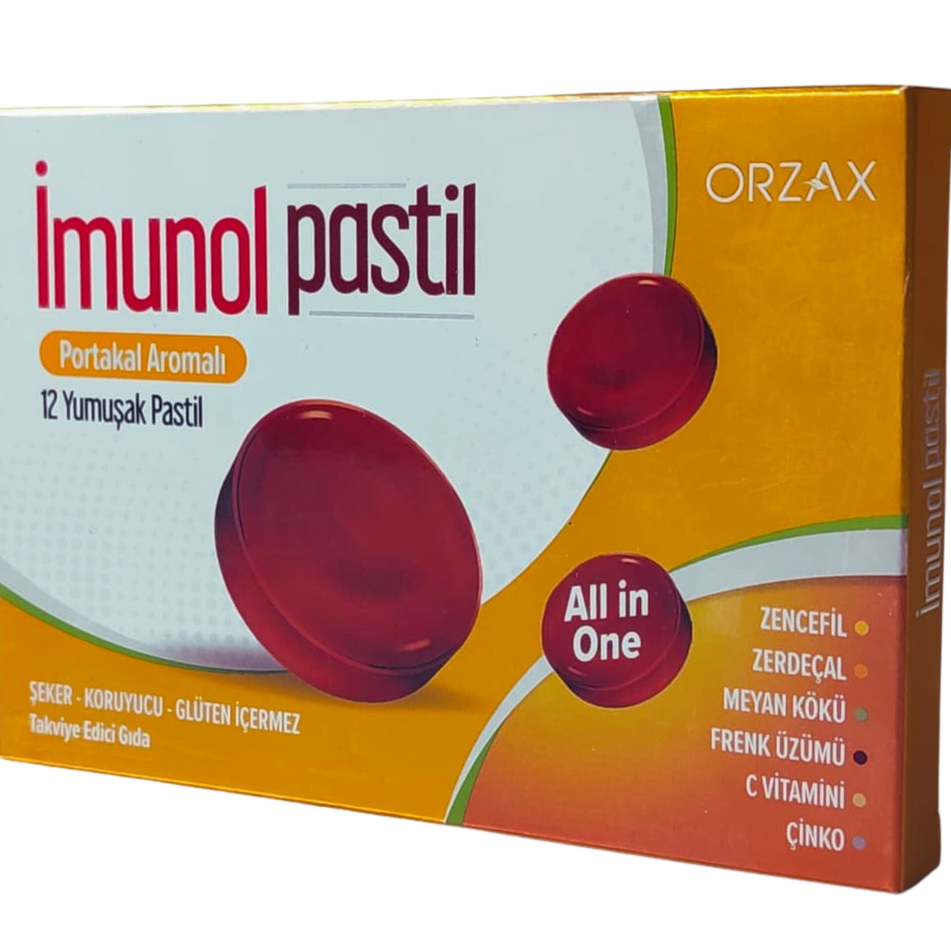Orzax İmunol Pastil Portakal Aromalı 12 Yumuşak Kapsül