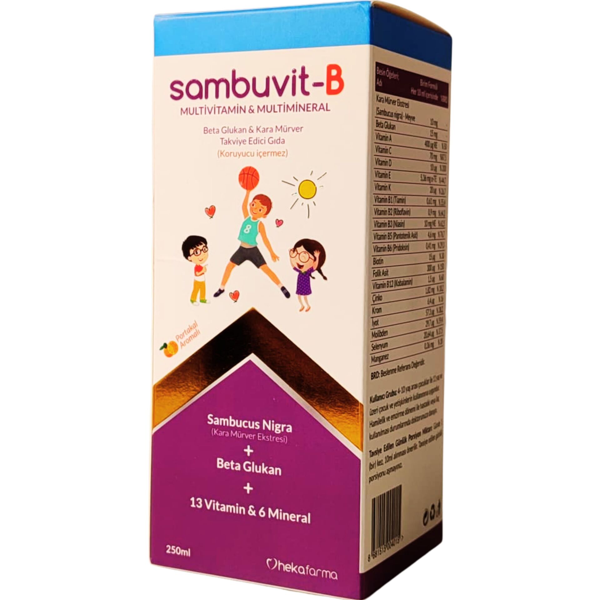 Sambuvit-B Multivitamin & Multimineral Beta Glukan ve Kara Mürver İçeren 250 ml Takviye Edici Gıda