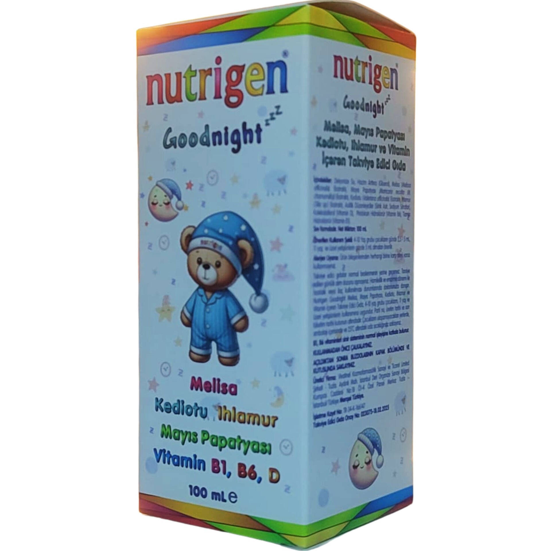Nutrigen Goodnight 100 ml – Melisa, Mayıs Papatyası, Kediotu, Ihlamur, B1, B6 ve D Vitamini İçeren Sıvı Takviye Edici Gıda
