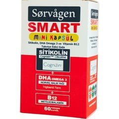 Sorvagen Smart Sitikolin DHA Omega-3 ve B12 60 Mini Kapsül