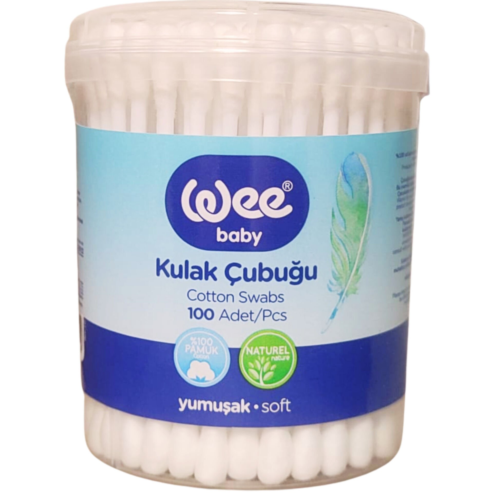 Wee Baby Kulak Çubuğu 100 Adet – %100 Pamuk, Yumuşak ve Natürel
