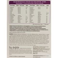 Vitabiotics Wellten Her Multivitamin ve Mineraller İçeren Takviye Edici Gıda 30 Tablet