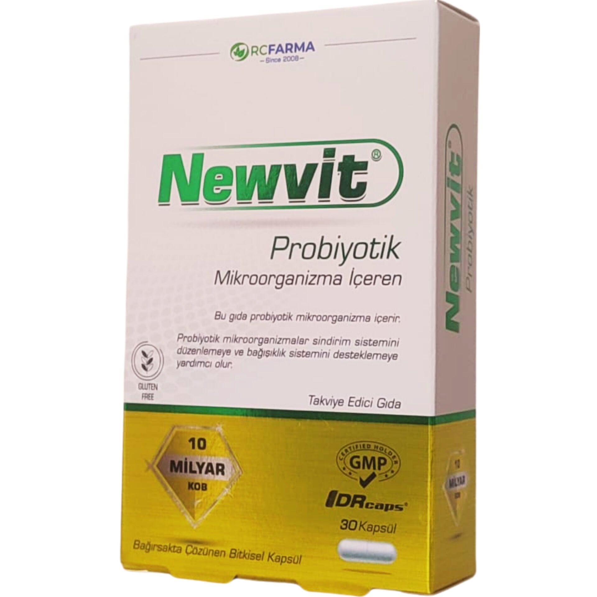 Newvit Probiyotik 30 Kapsül – 10 Milyar KOB, 14 Probiyotik Suş, İnülin ve L-Glutamin