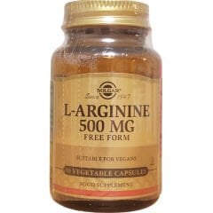 Solgar L-Arginine 500 mg 50 Bitkisel Kapsül – Serbest Form L-Arjinin İçeren Takviye Edici Gıda