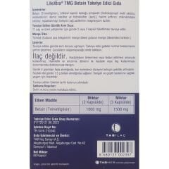 Lifextra Tmg Trimetilglisin 60 Kapsül İçeren Takviye Edici Gıda